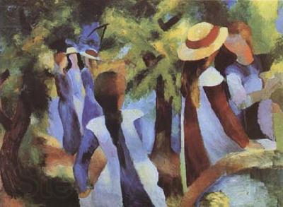 August Macke Girls Amongst Trees (mk09) France oil painting art